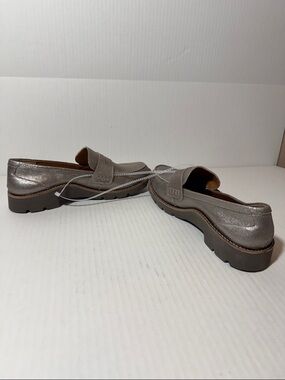 Aetrex Metallic Taupe Penny Loafers with Lug Sole